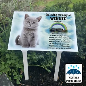 Pet grave marker, Personalised photo memorial plaque with ground stakes. - Picture 1 of 12