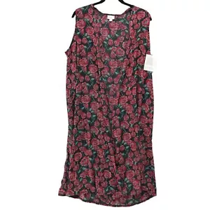 LuLaRoe Joy Duster Vest Womens Black Rose Print Open Front Sleeveless Size M - Picture 1 of 12