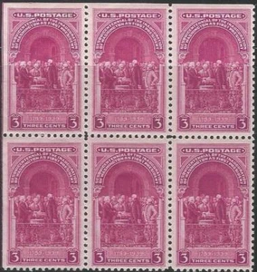 Block of 6 stamps - Scott 854 - 3 cent - Washington Inauguration - 1939 - MNH - Picture 1 of 1