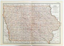 Iowa - Original Antique Encyclopaedia Britannica Folding Map c 1900