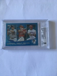 2013 Topps MIKE TROUT CABRERA BELTRE Silver Slate Blue Sparkle  #294 BGS 8 NM-MT - Picture 1 of 4