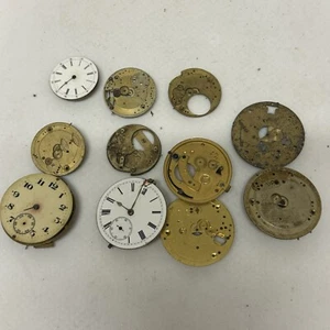 Lotto 12 pezzi antichi movimenti orologi da tasca parziali riparazione orologiai lavoro - Foto 1 di 12