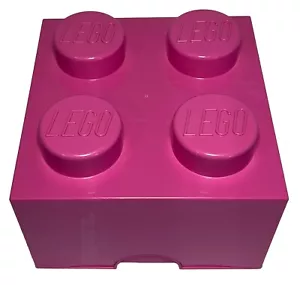 LEGO 4 Stud Brick Block Mini Figure Storage Box Pink 2012 Empty Container - Picture 1 of 16