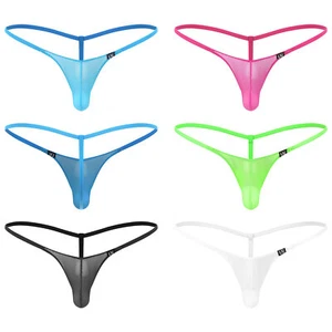 Mens T-Back Low Rise Thong See Through G-String Solid Color Underpants Tempting - Picture 1 of 51