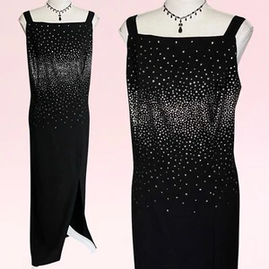vintage 90s y2k black silver glitter whimsy goth glam fairy prom maxi dress 16 - Picture 1 of 17