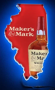 Collective Advertising Makers Mark Bourbon State of Illinois Light Up Sign - Picture 1 of 10