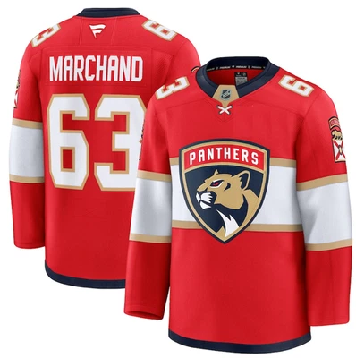 Camiseta deportiva de hockey premium de los Florida Panthers Fanatics roja local de la NHL - Brad Marchand Foto 1 de 3