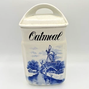 C.A.W. Germany INGE - Blue White Delft Style Windmill - Oatmeal Jar Container - Picture 1 of 13