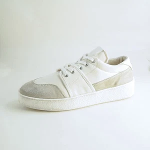 Ami París Bajo Top Zapatillas Lona Blanca Beige Ante Zapatos Hombre Talla Eu 10 - Imagen 1 de 10