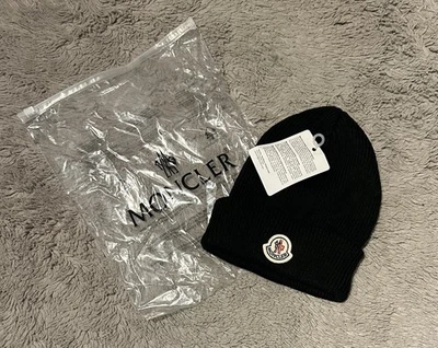 New Moncler Beanie Hat / One Size/ Unisex / Ribbed Knit / Black