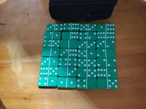 Double 6 Dominos Set- Green/white - Picture 1 of 4