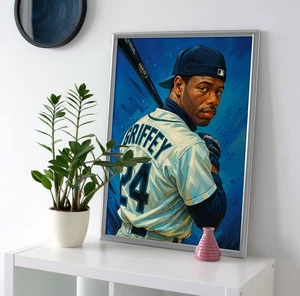 Ken Griffey Jr Gemälde Poster oder Leinwand - Ken Griffey Jr Mariners Wandbild - Bild 1 von 4