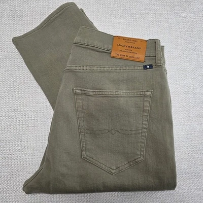 Lucky Brand 410 Athletic Slim Jeans Mens 33x32 Green Khaki Stretch Pants - Image 1 of 4