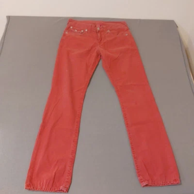 True Religion Jeans Men 31 x 33 Red Straight Flaps Streetwear Faded World Tour - Image 1 of 4
