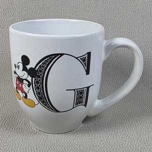Disney Mickey Mouse White Monogram Capital Letter G Ceramic Coffee Mug - Picture 1 of 3