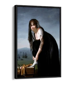 STUDY OF A WOMAN, MARIE DENISE VILLERS- FLOAT EFFECT FRAMED CANVAS ART PRINT - Picture 1 of 12