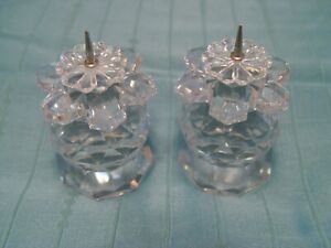 Swarovski Clear Crystal Round Floral Vintage Candle Holders - set of 2