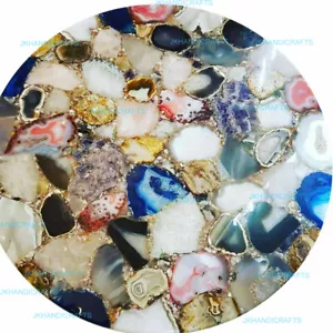 18" Marble Table Top Coffee Center Inlay Work Multi Color Agate Stone For Home - Picture 1 of 1