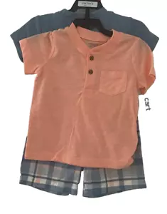 Carters Child Of Mine Toddler Boys 3 Piece Plaid Shorts Set Size 18 Months - Picture 1 of 10