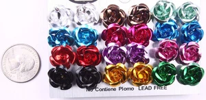 Juego de 12 pares de pendientes de poste de flores multicolor - Imagen 1 de 3