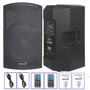 Pair 15" PA Karaoke Speakers 4000W Powered Stage Loudspeaker W/Bluetooth USB TWS - Picture 1 of 24