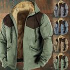 Men's Winter Fleece Hooded Loose Sweatshirt Coat Plus Fleece Zipper Warm Jecket