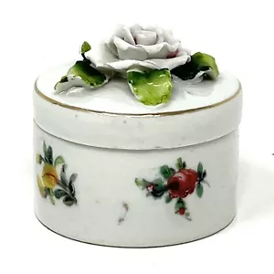 Vintage SICO HOUSE OF NOVELTIES GERMANY PORCELAIN Floral TRINKET BOX 2”x2” - Picture 1 of 6