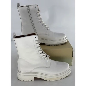 Tony Bianca Boots Wya White Women Size 8 Combat Lace Up - Picture 1 of 12