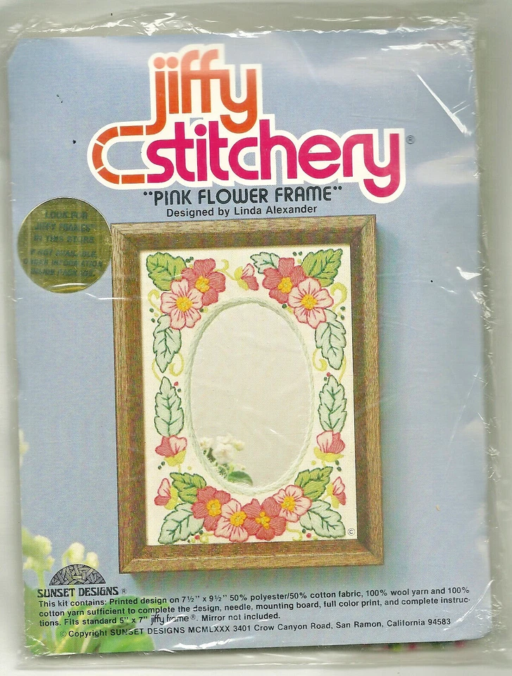 Sunset Designs Rosa Flor "Marco" Crewel Bordado Kit #886 Nuevo en Paquete Foto 1 de 4