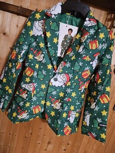 Christmas Suit Jacket Youth Lg New W/Tag Bttns Faux Pockets Collar Fitted 11792☆ - Picture 1 of 18