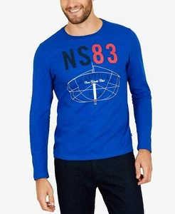 Nautica Men's Crew Neck Long Sleeve Graphic T-Shirt, Blue - Picture 1 of 3