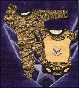 US AIR FORCE Bebé Infante Niño Pequeño Tigre Camuflaje BODY CRAWLER y BIB Nuevo - Imagen 1 de 1