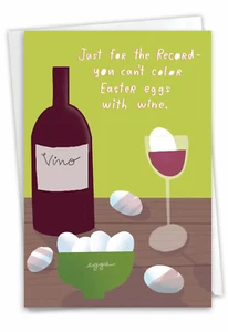 Easter Card: Color Eggs With Wine Easter Funny Greeting Card w/ Envelope - Picture 1 of 1