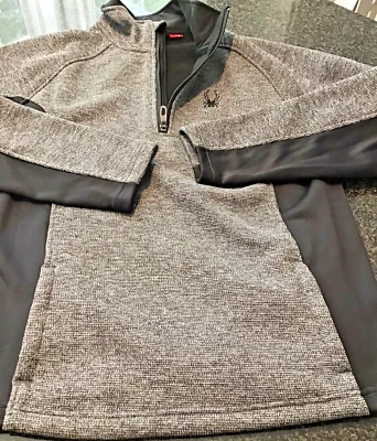 NWT - Mens SPYDER Black White Knit FLEECE Lined 1/4 Zip Pullover (MED) - Image 1 of 3