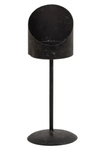 Candle Holder Egg Cup for Tealight Black Metal Primitive Decor Large 6.5 inch - Afbeelding 1 van 3