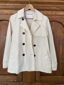 Everlane M short trench coat jacket cotton ivory cream off white unlined 6 8 10 - Picture 1 of 11