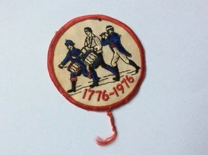boys scout band three men marching drum playing parade 1776-1976 vintage patch - Picture 1 of 1