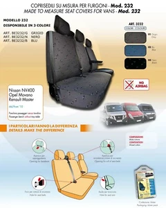 NISSAN NV400 DAL 2010 IN POI COPRISEDILI ANTERIORI BLU SU MISURA IN COTONE 232 - Imagen 1 de 1