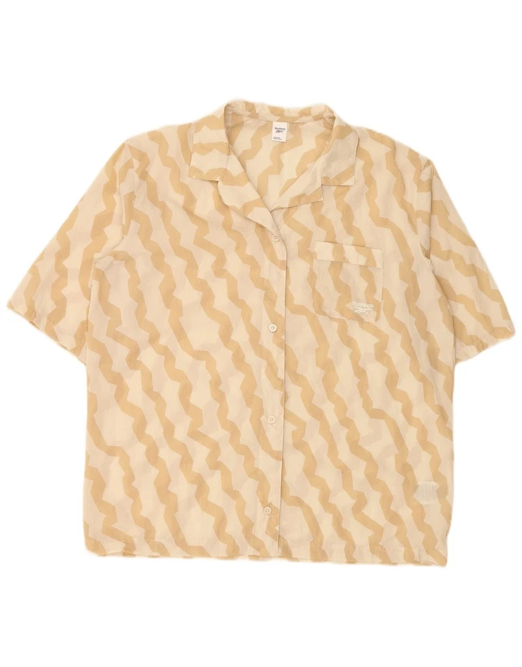 REEBOK Womens Oversized Shirt Blouse UK 12/14 Medium Beige Striped BM16 — 第 1/4 张图片