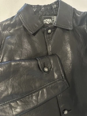 Chaqueta de Cuero Gianni Versace 48R 50R XL Negra Botón Medusa Hecha en Italia Foto 1 de 4