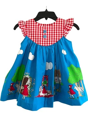 Vestido Gigi Eleanor Rose Caperucita Roja Talla 3-4 Falda Giratoria Guinga Usado en Excelente Condición Foto 1 de 4