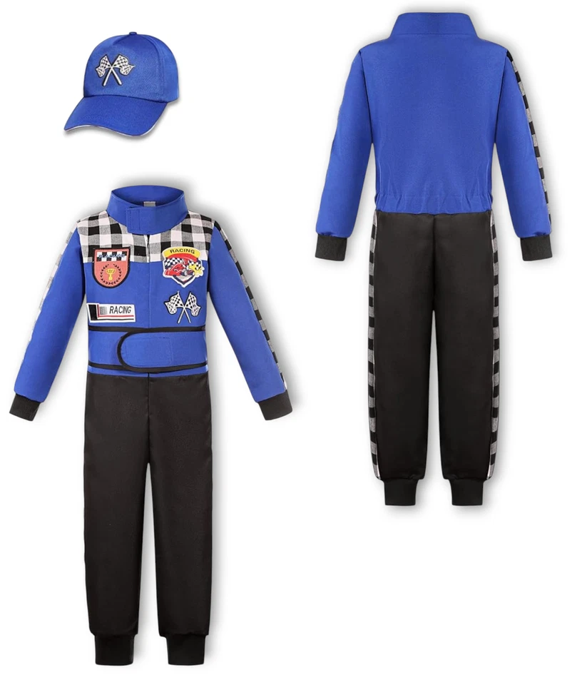 儿童赛车司机服装赛车万圣节角色装扮-尺寸 3-4T — 第 1/1 张图片
