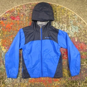 Columbia Windbreaker Jacket Hooded Kids Youth S Blue Light Reflective Unlined - Picture 1 of 10