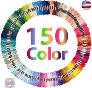 150 Color Skeins Rainbow Color Embroidery Floss?Cross Stitch Threads, Bracelet - Picture 1 of 5