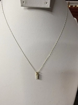 Collar colgante vintage de 5 diamantes en niveles delicado de oro amarillo de 14k Foto 1 de 4