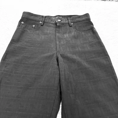 Pantalones Fendi Zucca FF Monograma Lona Negros Cintura Alta De Colección Talla EU 42 US 27-28 Foto 1 de 4