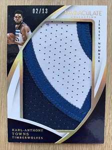 2017-18 Panini Immaculate Karl-Anthony Towns Jersey Number Patch /13 - Picture 1 of 2