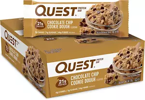 Quest Nutrition Chocolate Chip Cookie Dough Protein Bar High Protein Low Carb-Au - Picture 1 of 17