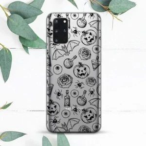 Halloween Pattern Pumpkin Bats Clear Case For Samsung Note 20 S21 S22 S23 FE S24 - Picture 1 of 1