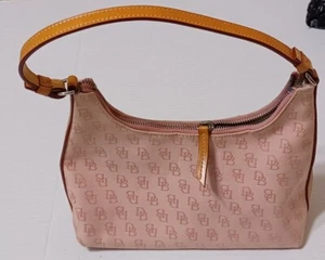 Dooney And Bourke Vintage Logo Jacquard Pink Shoulder Bag Used - Picture 1 of 11